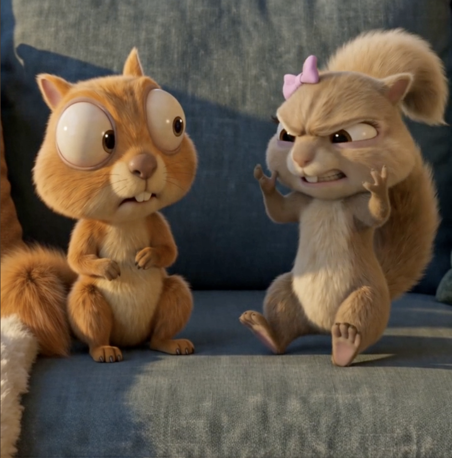 Chippy and Chipette in a playful argument