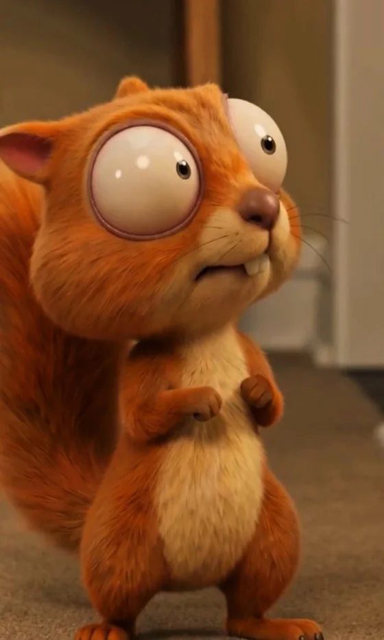 Chippy, a wide-eyed orange squirrel